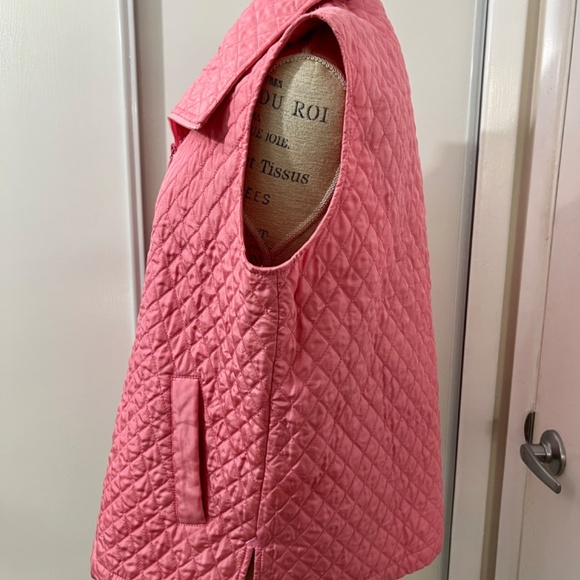 Debra DeRoo quilted 100% silk lightweight pink vest Size XL w/down/high collar - Picture 2 of 14